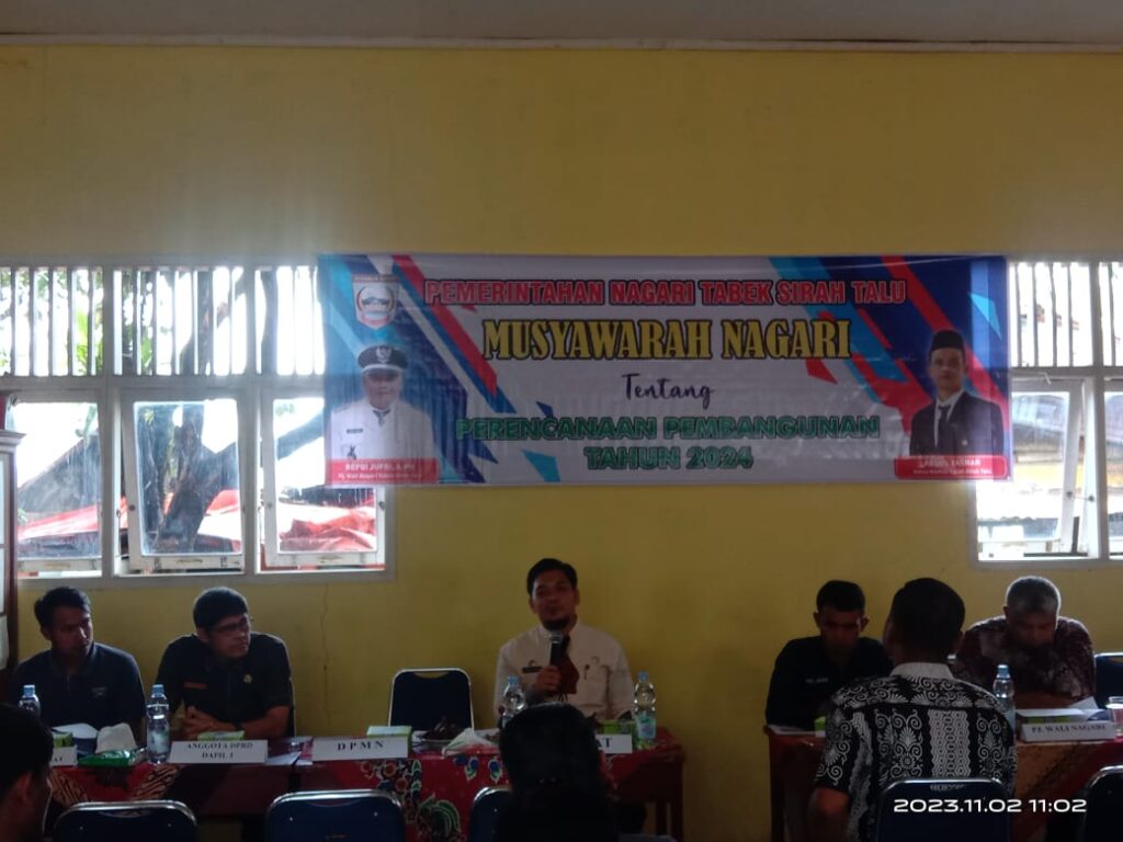 Tabek Pemerintahan Nagari Tabek Sirah Talu, Musawarah Nagari tentang ...